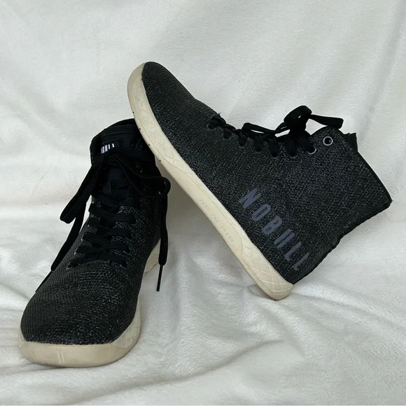 NOBULL Men’s 6.5 Women’s 8 High Top Black Ivy Trainers Sneakers Shoes EUC - Picture 2 of 9